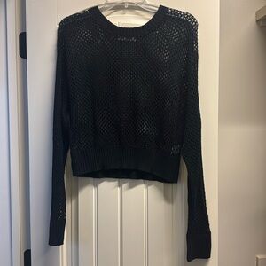 See Thru Black long Sleeve Sweater Top